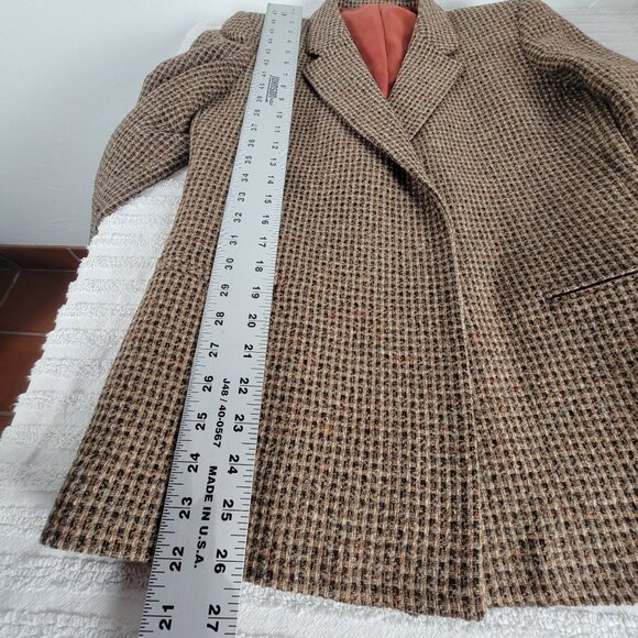 Daniele O Womens Tweed Blazer Coat 100% Pure Wool Brown Notch Collar Career - Picture 7 of 7